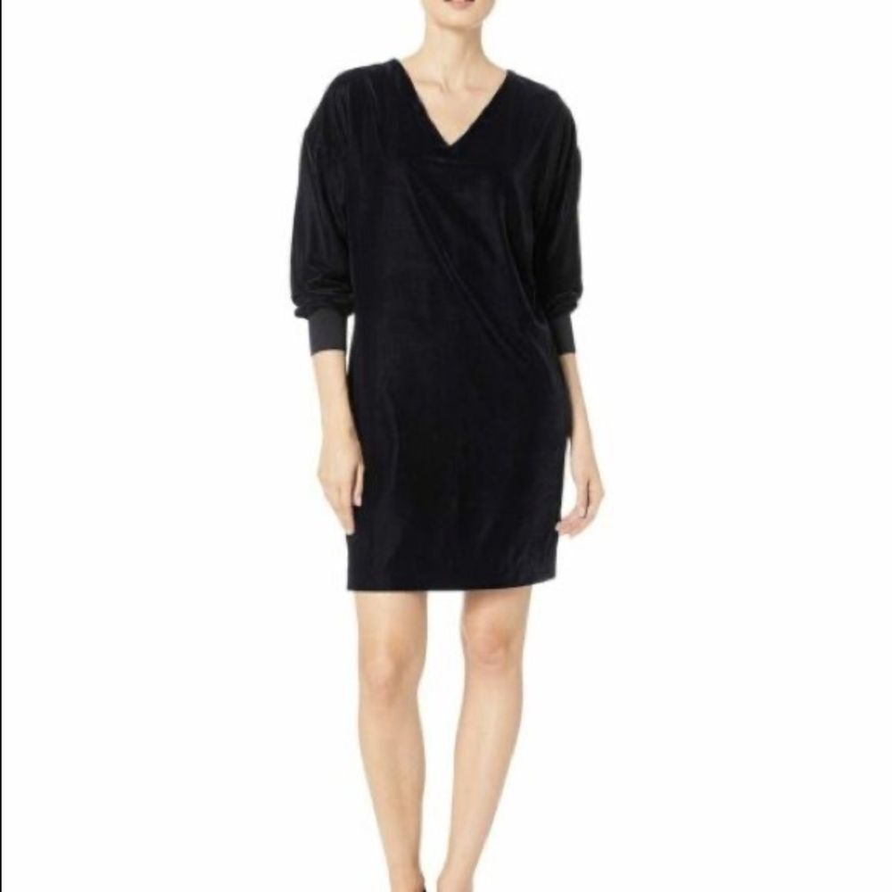 L. Ralph Lauren Radigan Black Velvet V-neck Dress